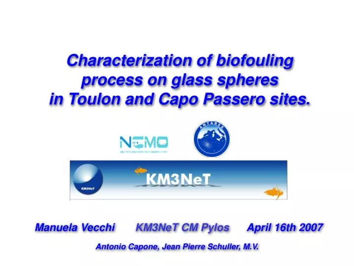 characterization of biofouling process on glass spheres in toulon and capo passero sites