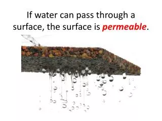 If water can pass through a surface, the surface is permeable .