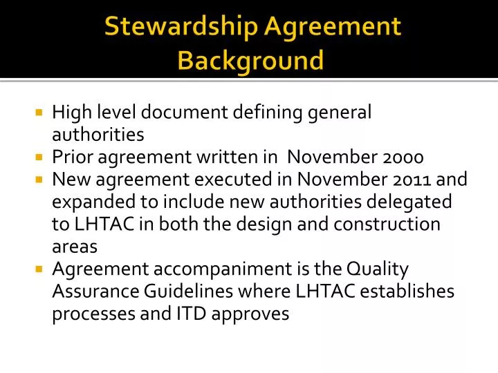 stewardship agreement background