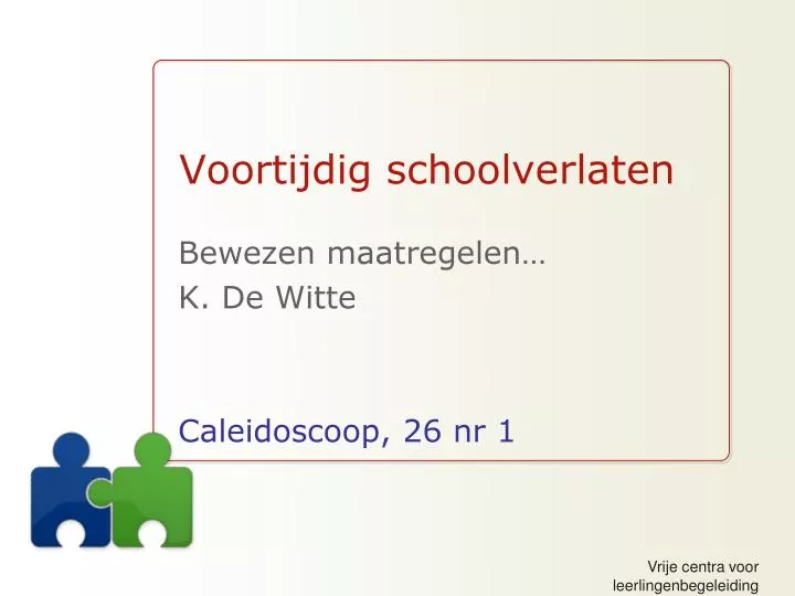 voortijdig schoolverlaten