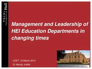 Management and Leadership of HEI Education Departments in changing times