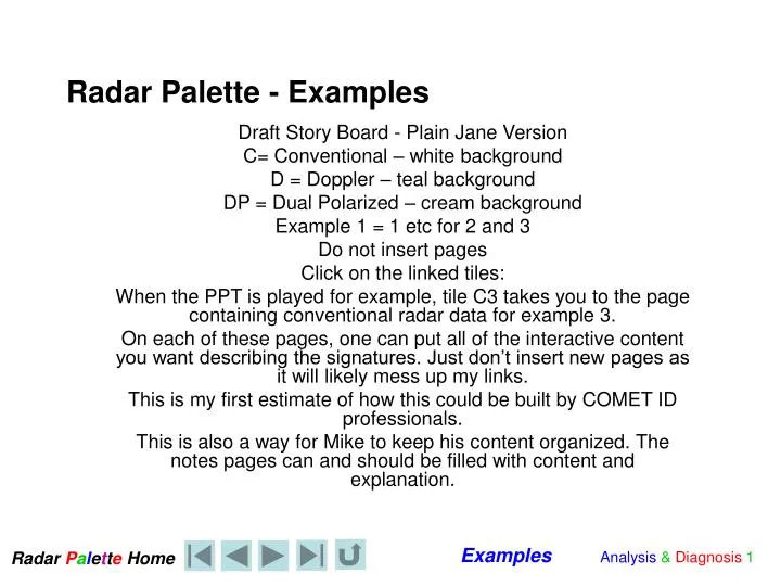 radar palette examples