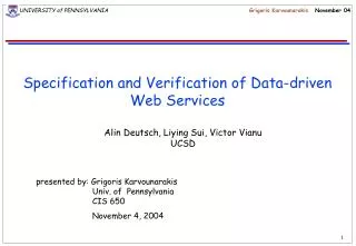 Specification and Verification of Data-driven Web Services