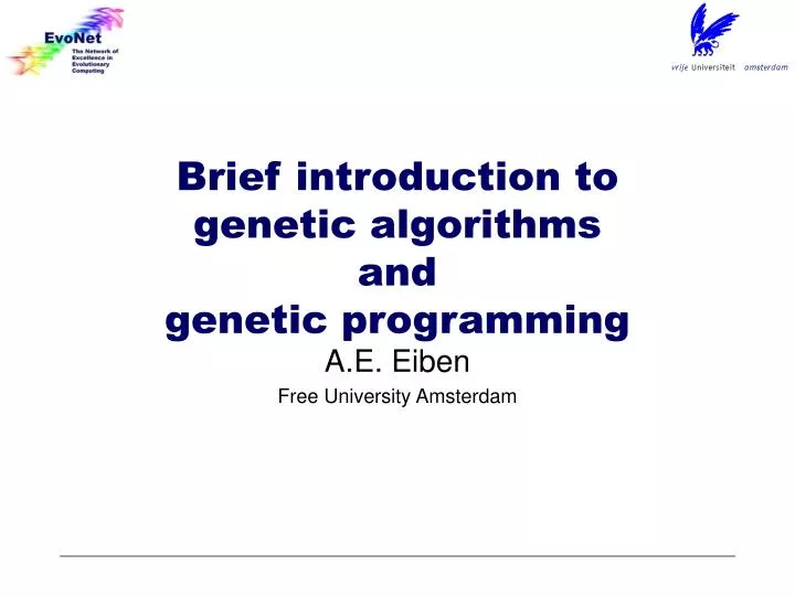 brief introduction to genetic algorithms and genetic programming