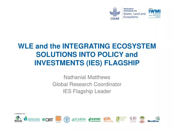 wle and the integrating ecosystem solutions into policy and investments ies flagship
