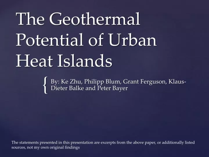 the geothermal potential of urban heat islands