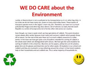 WE DO CARE about the Environment