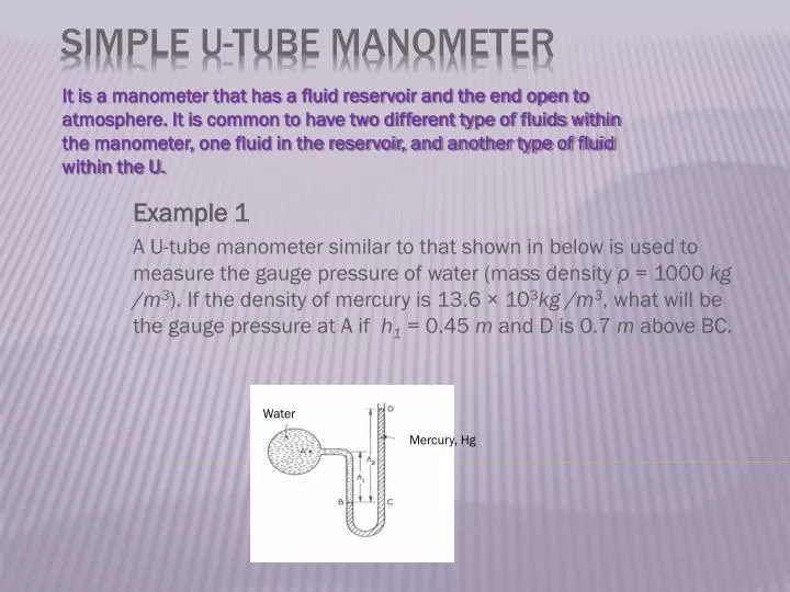 simple u tube manometer