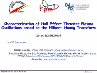 Characterization of Hall Effect Thruster Plasma Oscillations based on the Hilbert-Huang Transform