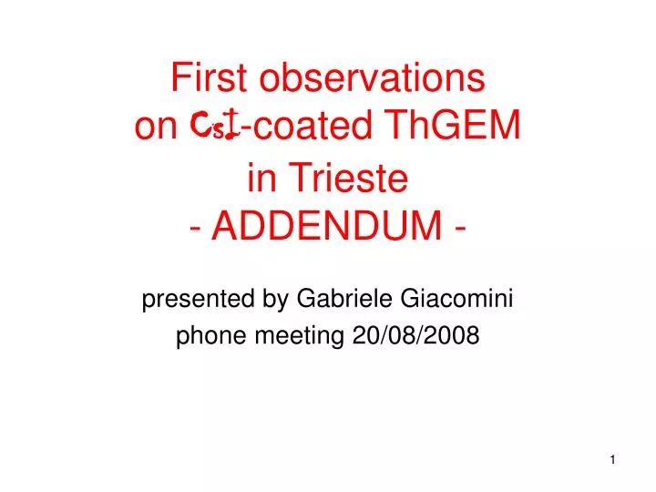 first observations on csi coated thgem in trieste addendum