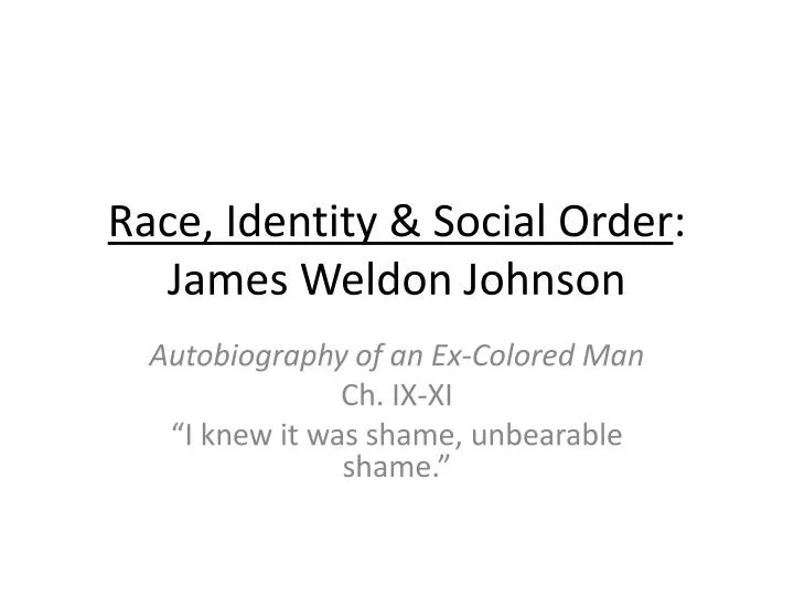 race identity social order james weldon johnson