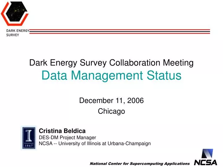 dark energy survey collaboration meeting data management status