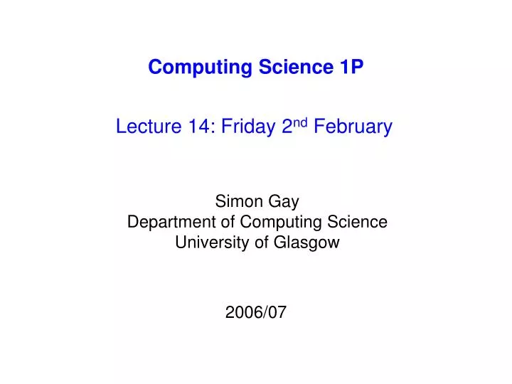 computing science 1p