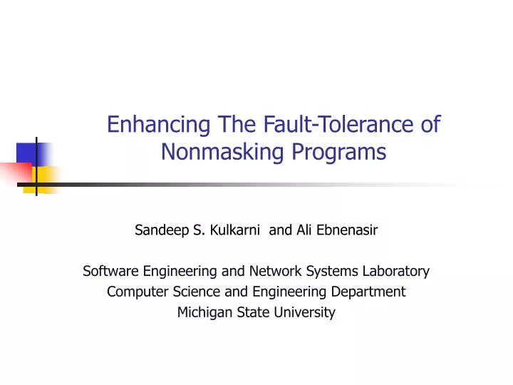 enhancing the fault tolerance of nonmasking programs