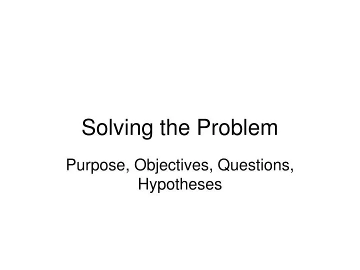 solving the problem