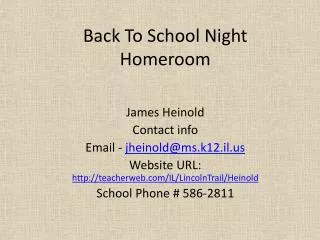 Back To School Night Homeroom