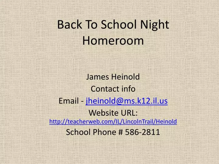 back to school night homeroom