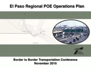 El Paso Regional POE Operations Plan