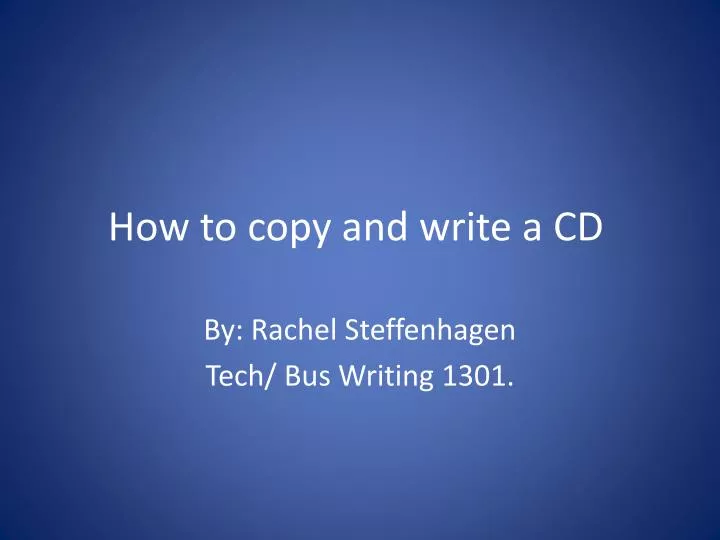how to copy and write a cd