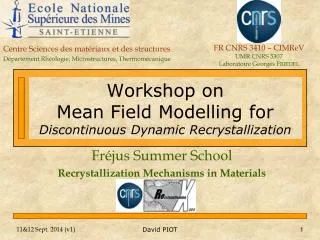 Workshop on Mean Field Modelling for Discontinuous Dynamic Recrystallization
