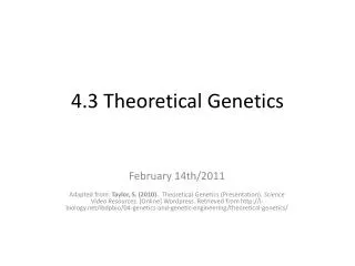 4.3 Theoretical Genetics