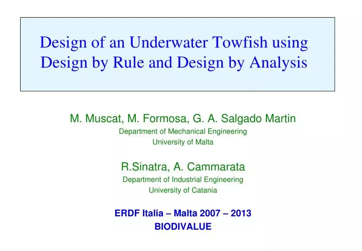 design of an underwater towfish using design by rule and design by analysis