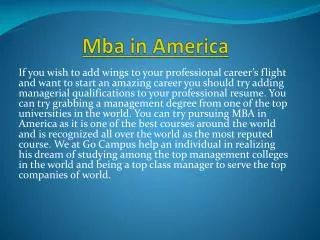 Mba in America
