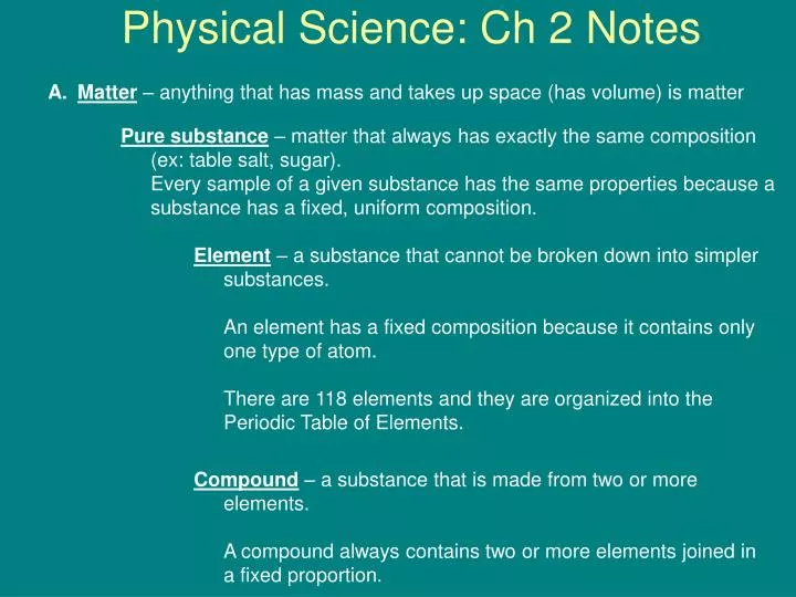 physical science ch 2 notes