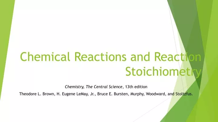 chemical reactions and reaction stoichiometry