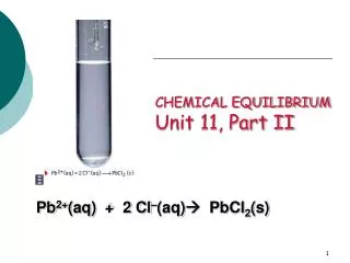 CHEMICAL EQUILIBRIUM Unit 11, Part II