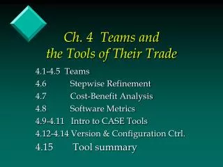 Ch. 4 Teams and the Tools of Their Trade