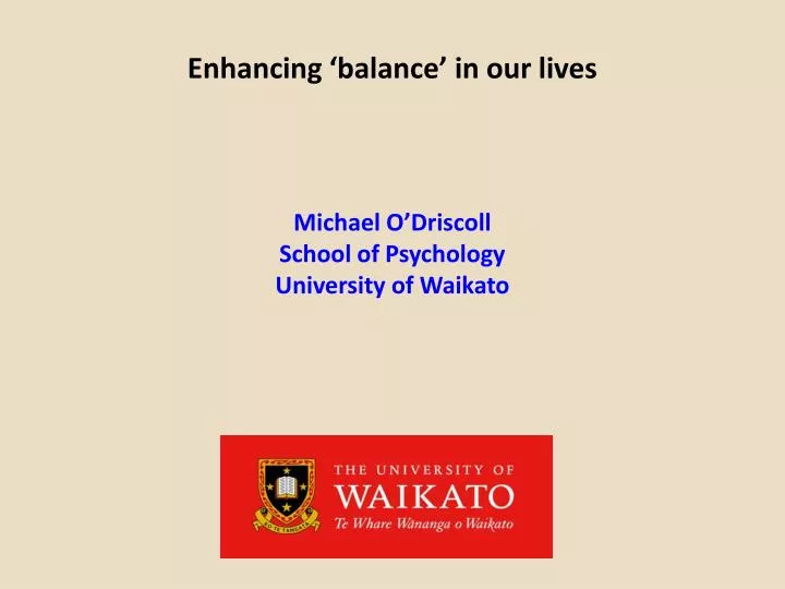 enhancing balance in our lives