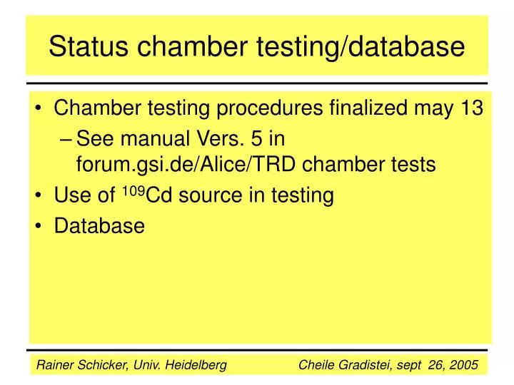 status chamber testing database