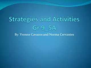 Strategies and Activities Gr 9_5A
