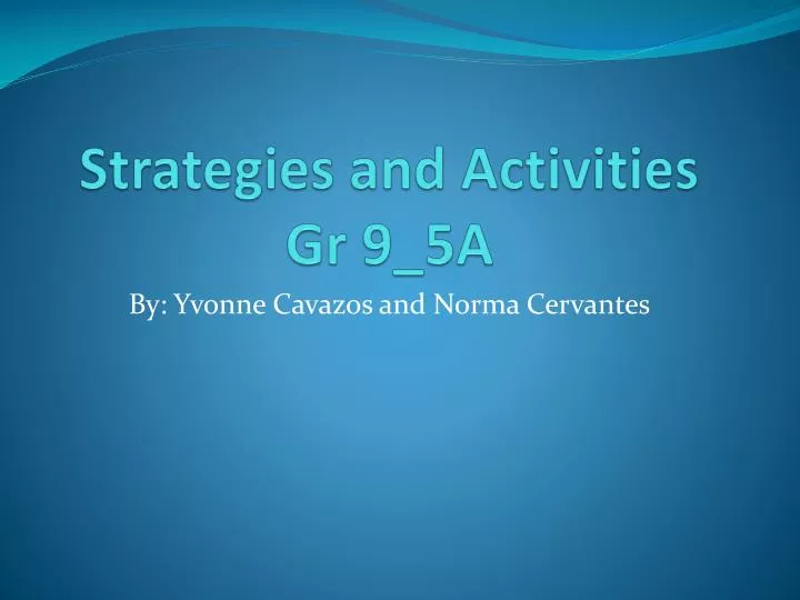 strategies and activities gr 9 5a