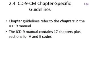 2.4 ICD-9-CM Chapter-Specific Guidelines