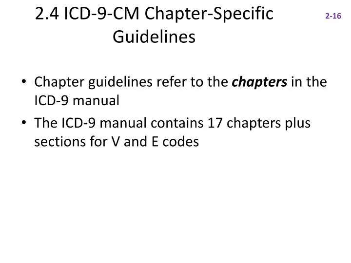 2 4 icd 9 cm chapter specific guidelines