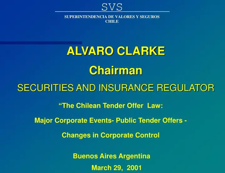 alvaro clarke chairman securities and insurance regulator