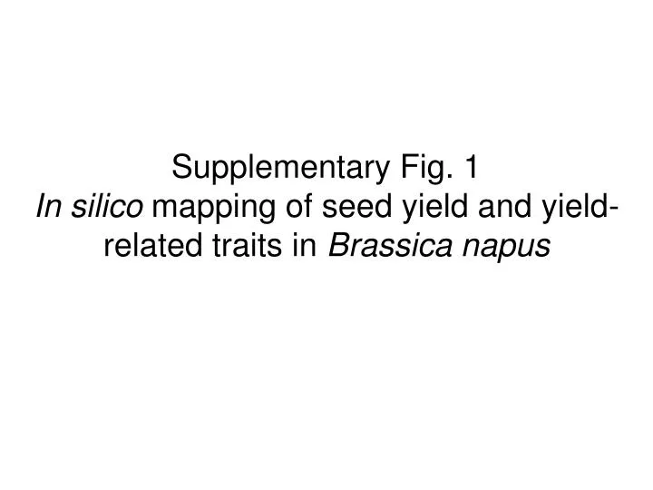 supplementary fig 1 in silico mapping of seed yield and yield related traits in brassica napus