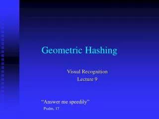 Geometric Hashing