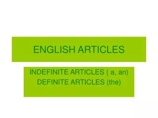 ENGLISH ARTICLES