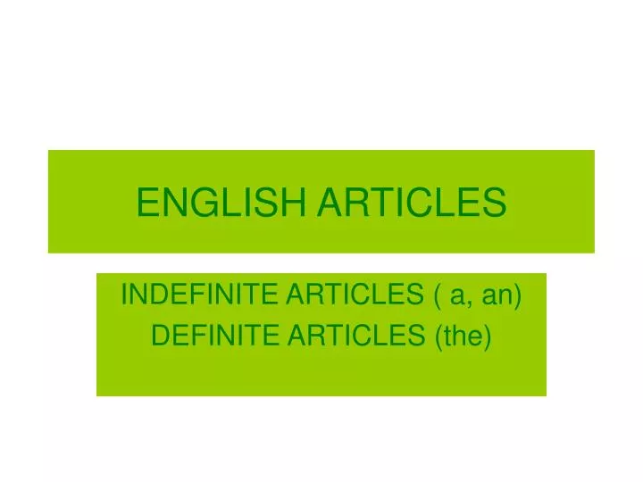 english articles