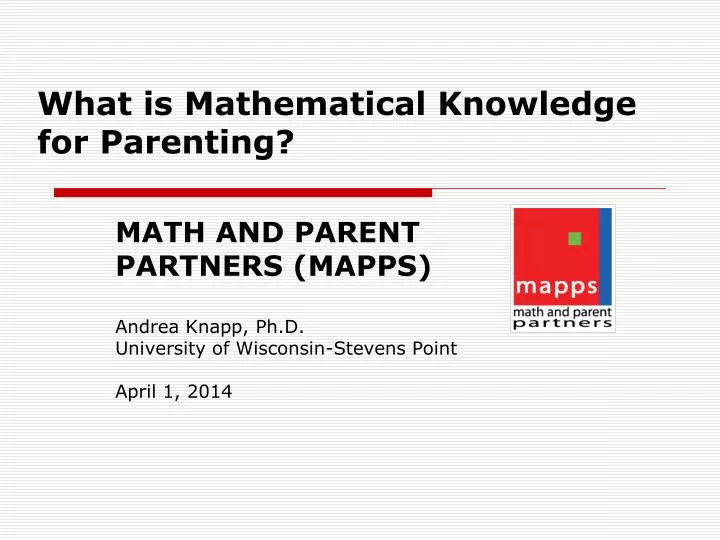 what is mathematical knowledge for parenting