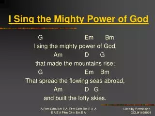 I Sing the Mighty Power of God