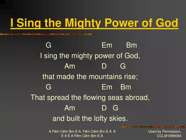 i sing the mighty power of god