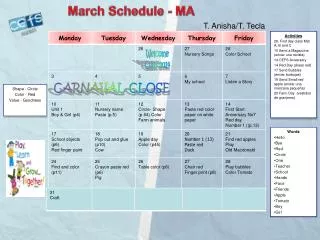 March Schedule - MA