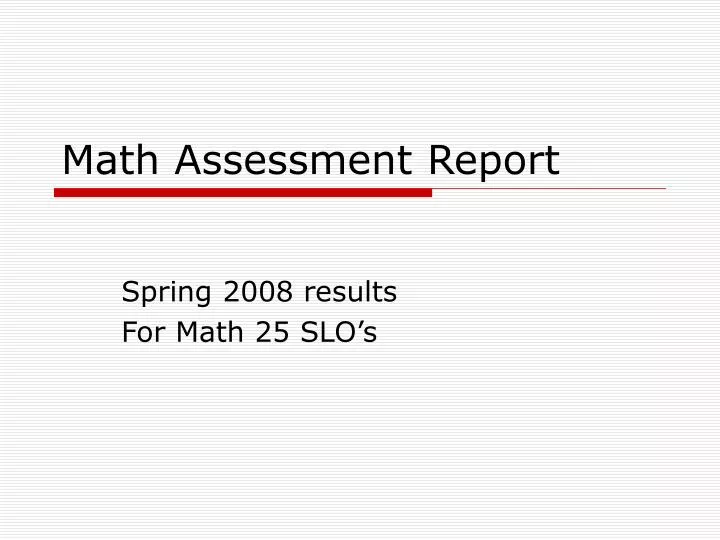 math assessment report