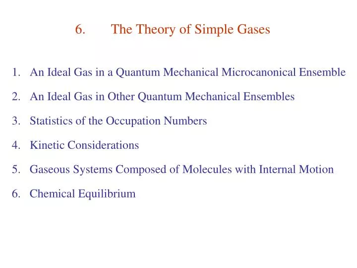6 the theory of simple gases