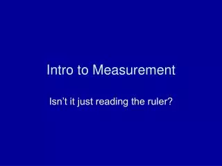 Intro to Measurement