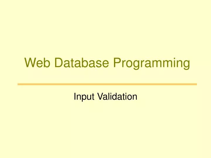 web database programming